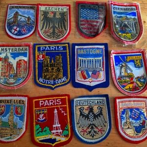 12 vintage travel patches